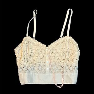 American Eagle Outfitters XS/S cream boho crop top